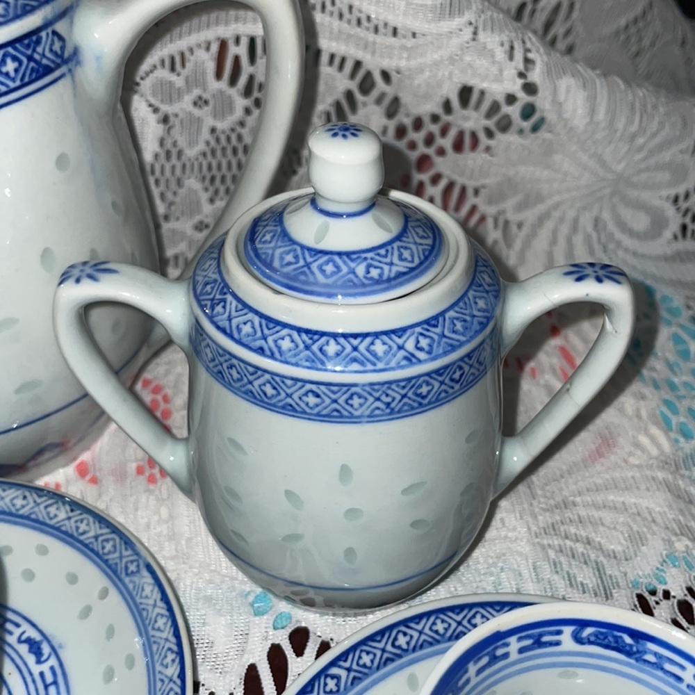 Vintage 17 Pc Chinese Rice Grain Tea Set! - Picture 4 of 11